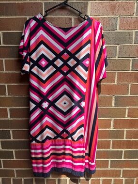 Dress | Studio One New York | Geometric Print | Pink Black | Size Large